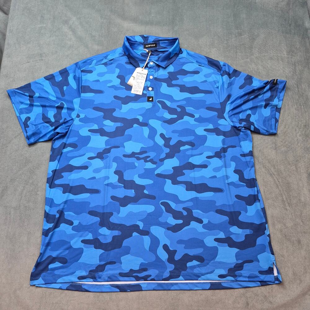 Surfcuz Polo Golf Quick Dry Performance Outdoor Blue Camo Short Sleeve Mens 3XL